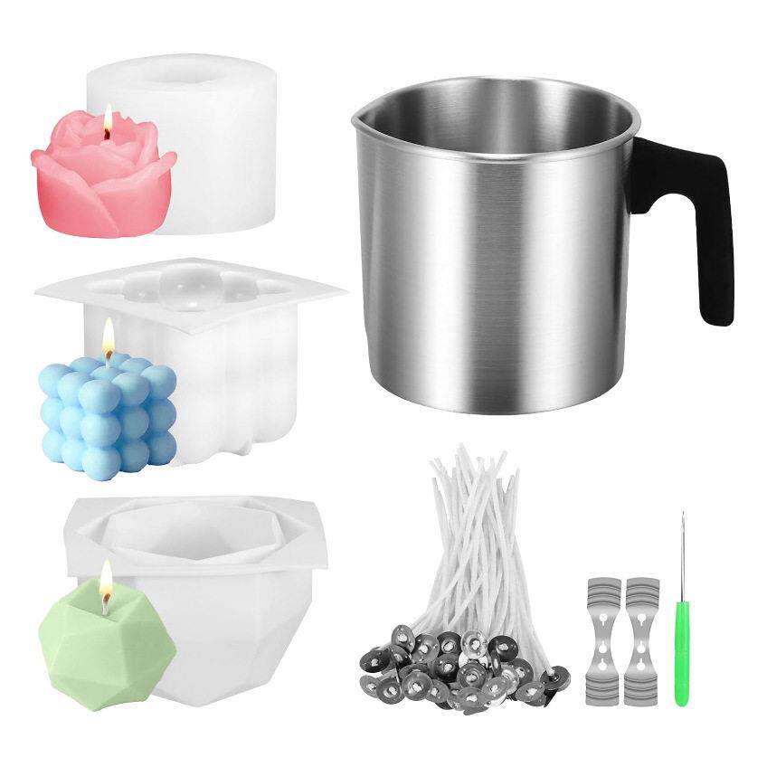 DIY蜡烛硅胶模具玫瑰/魔方手工烛台蜡模1.2升蜡烛制作锅工具套装