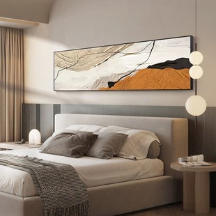 饰画肌理卧室床头挂画抽象横版 简约客厅沙发背景墙装 高级感壁画