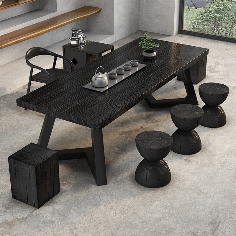 侘寂风实木桌椅客厅家用茶几碳化黑色商用大板办公接待泡茶桌,住宅家具,家用茶台/茶桌,淘宝优惠券,粉丝福利购,淘宝优惠卷