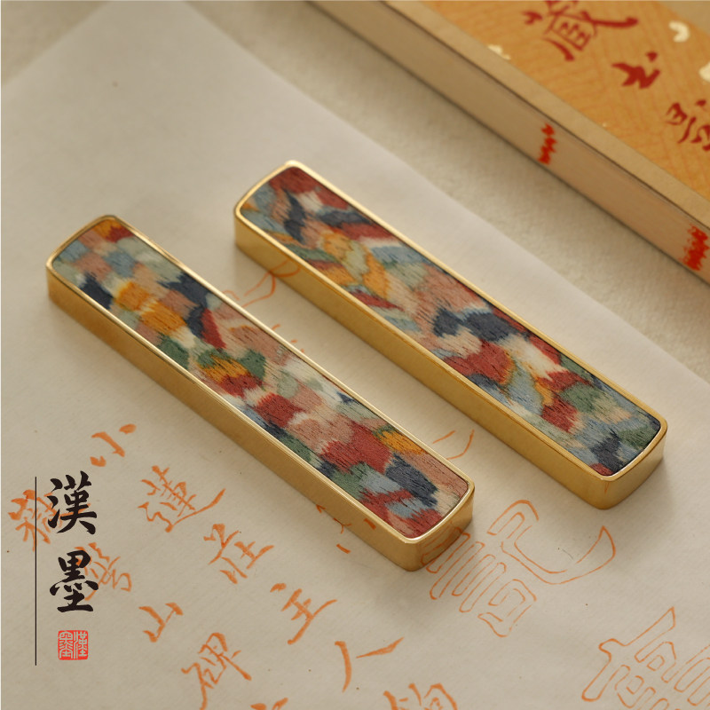 黄铜木韵文镇 铜器镇尺书法镇纸创意中压纸金属学生