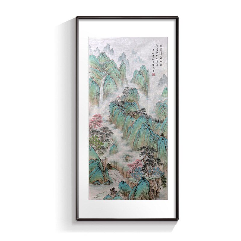 纯手绘真迹新入户玄关装饰画端挂画大气山水画国画名家画作