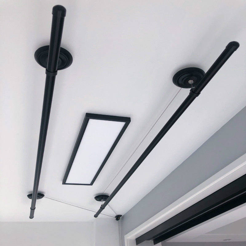 黑色晾衣架阳台晾衣杆手摇杆升降晾衣架室内加厚晒衣杆非