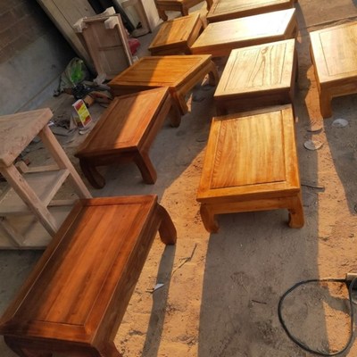 老榆木中式炕桌小茶桌榻榻纯木头小桌子米茶几家用实木飘窗桌阳台