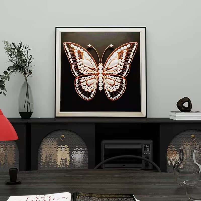 黑白蝴蝶客厅沙发背景墙装饰画现代简约卧室床头挂画斗柜桌面摆画图片