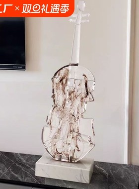 轻奢高级感小提琴艺术摆件高档客厅玄关电视柜样板房软装饰品雕塑