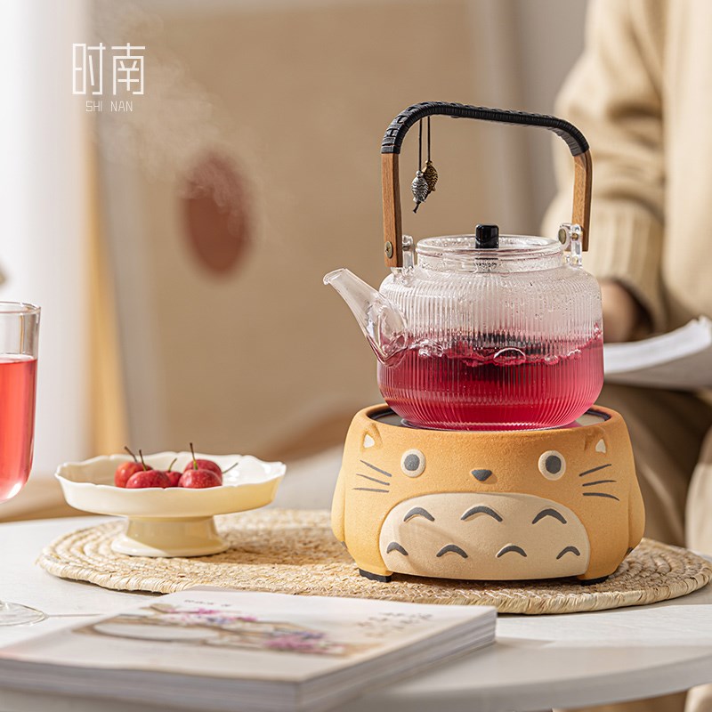 龙猫围炉煮茶家用室内电陶炉煮茶器全套烤茶炉玻璃养生花茶煮茶壶