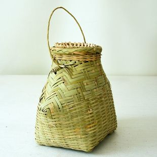 竹编鱼篓捕鱼竹笼有盖子渔获竹编制品黄鳝笼捉鱼道具手编竹篓农村