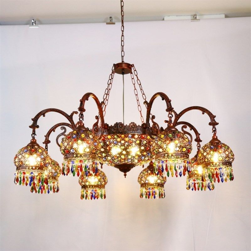 波西米亚吊灯彩色水晶灯异域风格新疆创意个性灯具东南亚特色,家装灯饰光源,客厅吊灯,淘宝优惠券,粉丝福利购,淘宝优惠卷