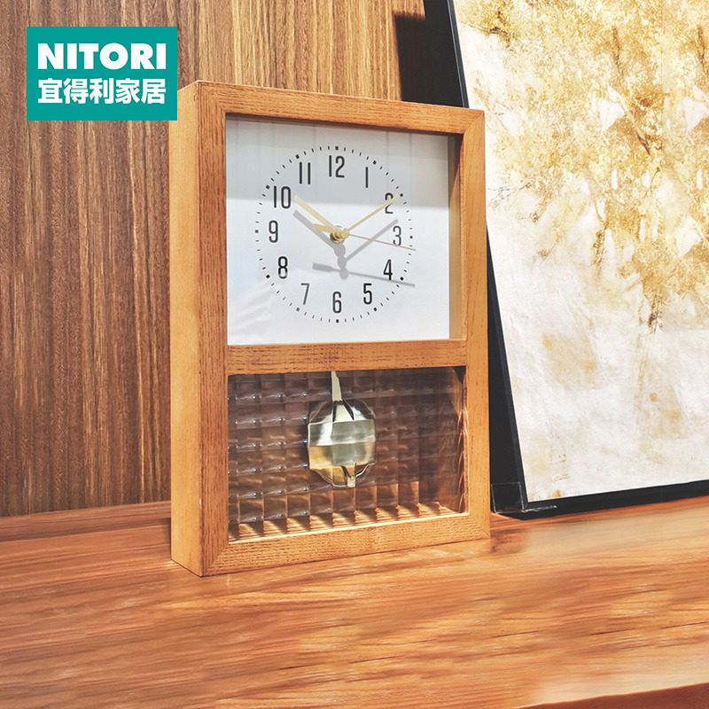 NIOI宜得利家居客厅桌面现代家用床头座钟实木静音摆钟,家居饰品,台钟/闹钟,淘宝优惠券,粉丝福利购,淘宝优惠卷