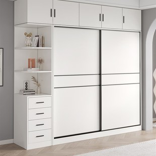 杉木生态板家用卧室全实木推拉门滑动定制出租房用大衣橱