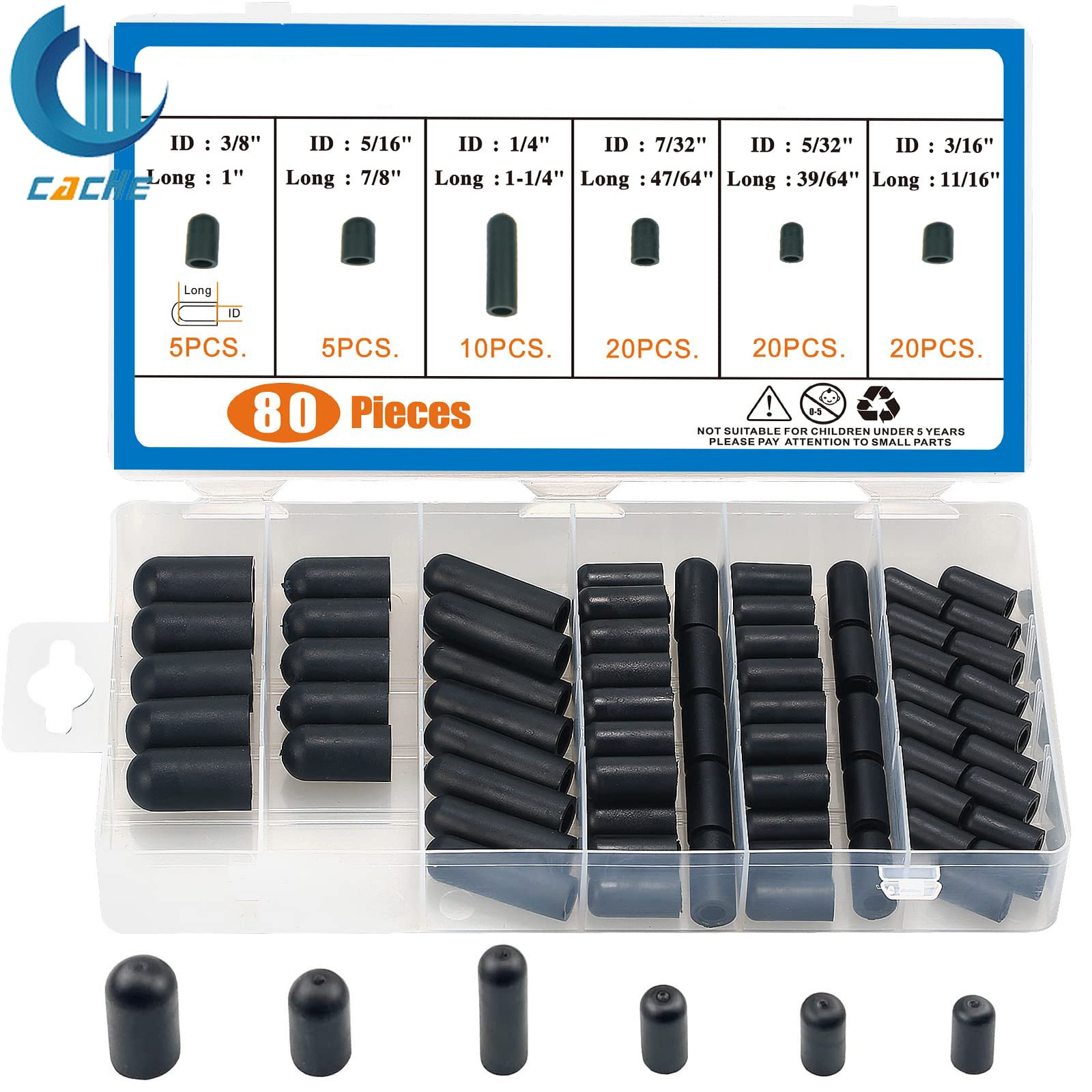 汽车化油器 黑色橡胶真空防尘帽80pcs/100pcs/160pcs多种规格套装