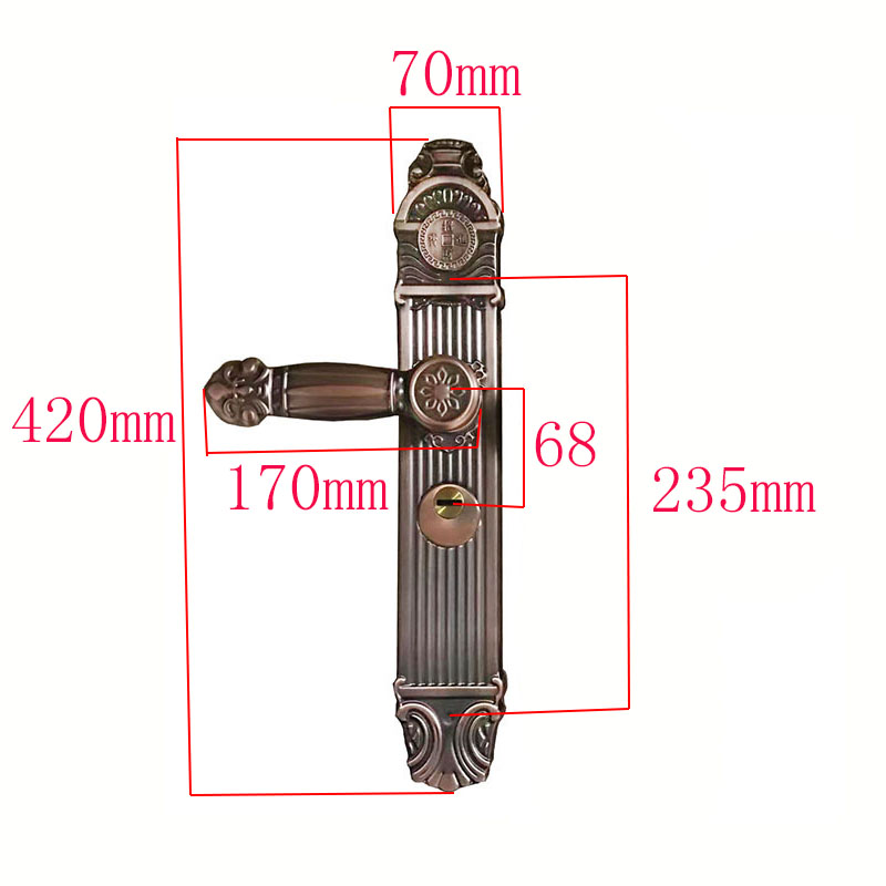 304不锈钢防盗门双单开执手锁多功能仿古铜色大门锁面板门把拉手