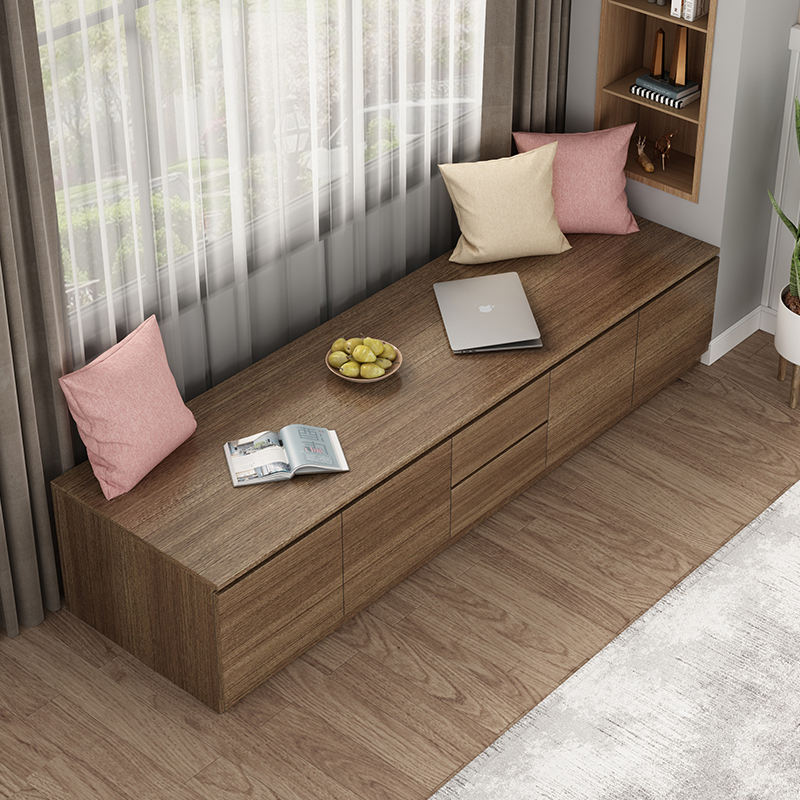 实木阳台飘窗柜储物柜可坐卧室柜榻榻米窗台柜地柜矮柜窗台柜定做