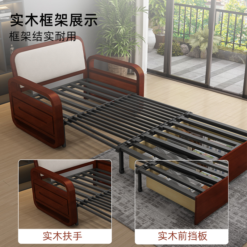 实木沙发床科技布客厅202年新款单人小户型中式折叠床可睡觉家用