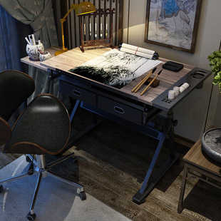 实木升降书桌绘画桌绘图油画美术画画设计建筑师工作台