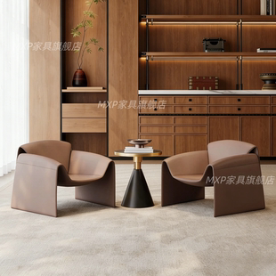 意式极简环抱式计师单人沙发轻奢别墅客厅洽谈休闲简约单椅