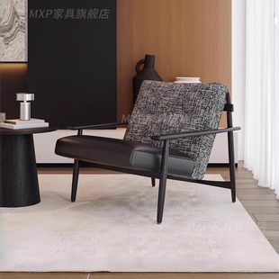 意式 极简TRIO休闲椅设计师高级懒人椅客厅真皮中古风单人沙发椅