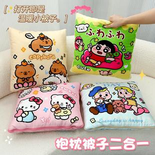 通用可机洗 抱枕毯子两用车用睡觉专用办公室午睡可爱毛毯靠枕四季