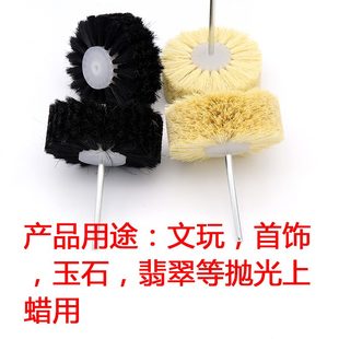 毛轮 甄选6柄黑色猪鬃毛刷打磨花头轮皮革抛光清洁