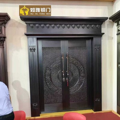 紫铜真铜门 铜大门加铜纱门别墅门江苏铜门 上海铜防盗门厂对开门