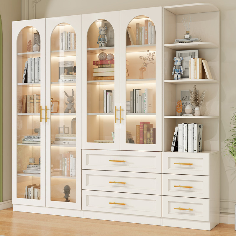 落地转角书柜防尘带玻璃门书房书橱一体靠墙置物柜子,住宅家具,组合书柜,淘宝优惠券,粉丝福利购,淘宝优惠卷