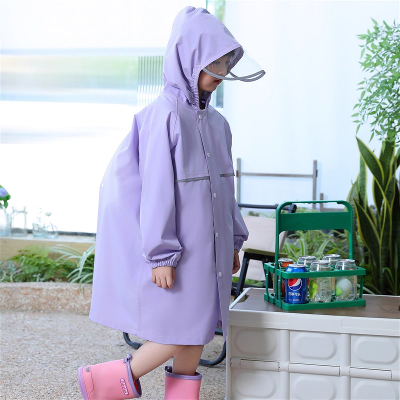 日系新款中大童全身防水儿童雨衣男童女童小学生上学带书包位