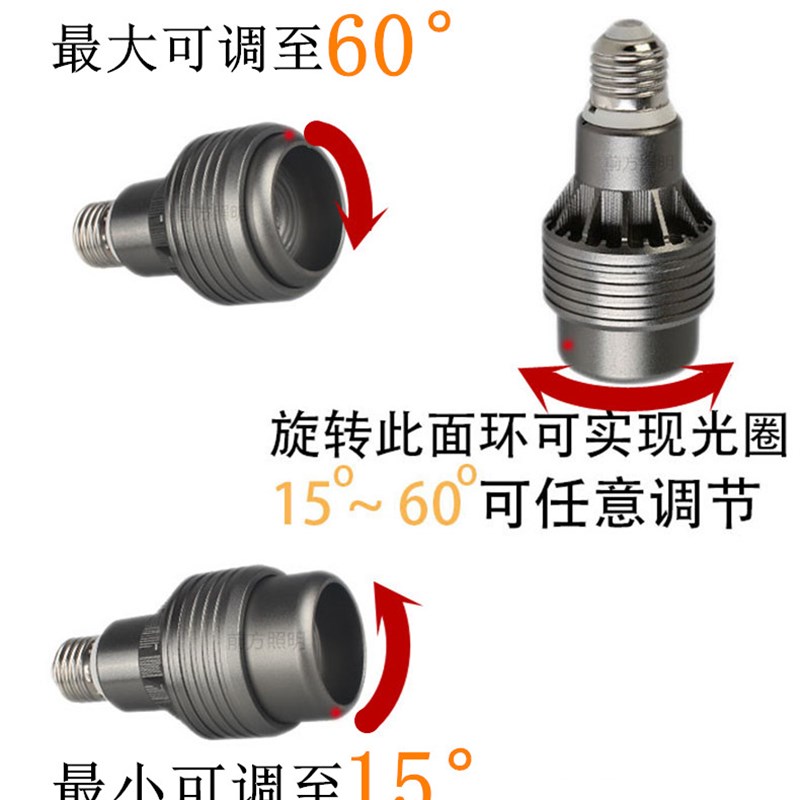E27螺口餐饮清吧可调光圈灯泡15-60高显色RA95调焦射灯2700K