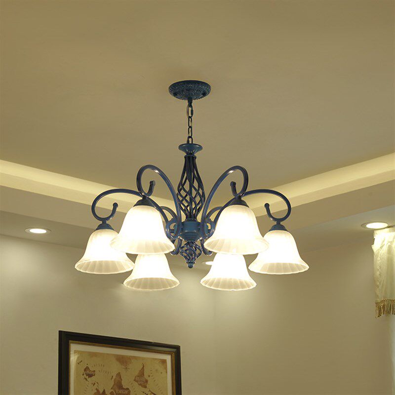 地中海吊灯客厅灯卧室灯田园风格蓝色灯饰灯具简欧铁艺工程灯