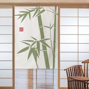 竹报平安新中式布艺门帘竹子系列中国风遮挡帘家用免打孔隔断帘子