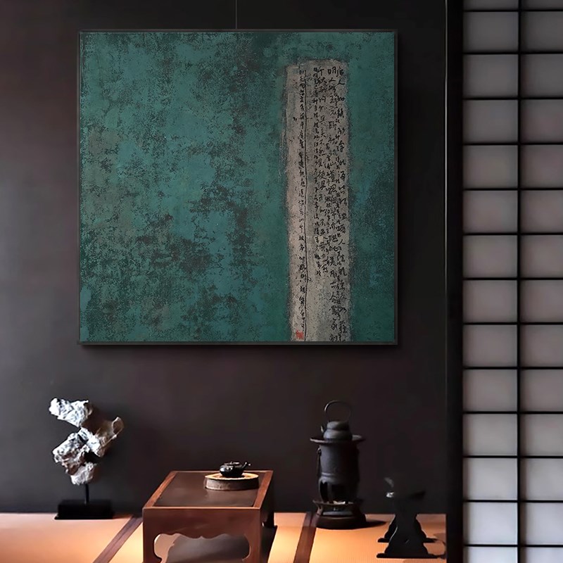 新中式茶室装饰画侘寄风酒店会所复古挂画古风高级感方形壁画带框图片