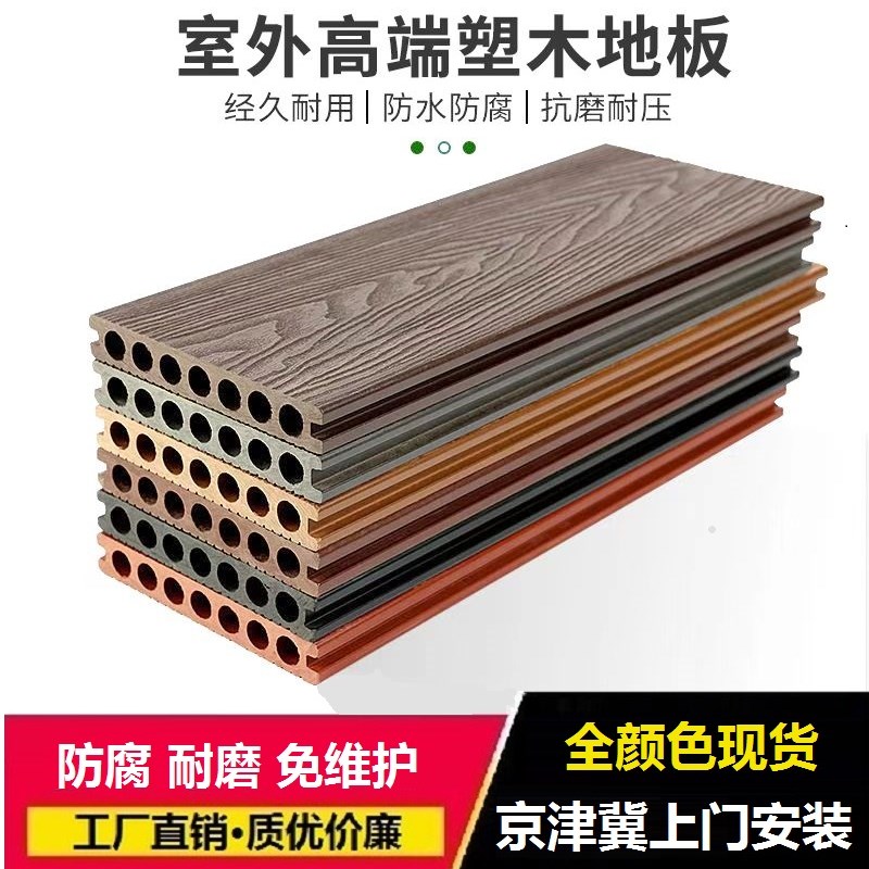 塑木地板户外露台防水木塑地板防腐木地板阳台二代压花庭院花园