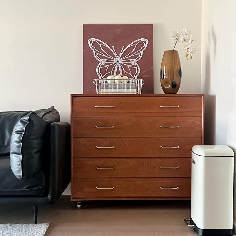 法式中古风柜子收纳柜多层实木五斗柜卧室储物柜客厅靠墙床尾柜