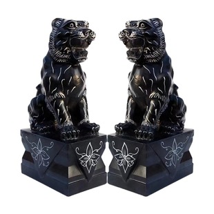 石雕老虎家用青石原石雕刻生肖虎石虎中式庭院大门口看门石头摆件