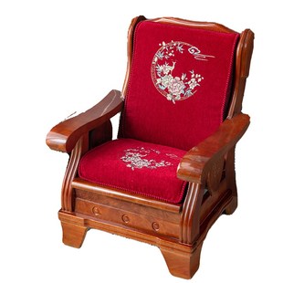 实木沙发垫带靠背中式 红木沙发坐垫联邦椅垫加厚海绵木质沙发垫子