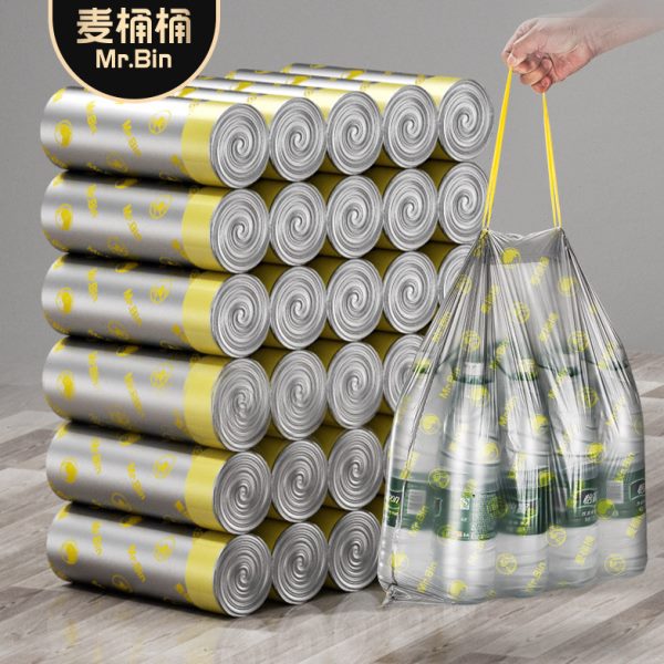 麦桶桶自动收口加厚垃圾袋家用手提式抽绳大号厨房办公室15L12L