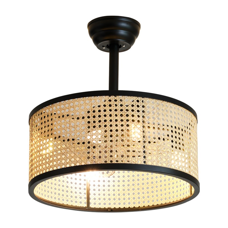 侘寂风中古美式复古风扇灯卧室客厅餐厅书房吸顶灯遥控变频静音