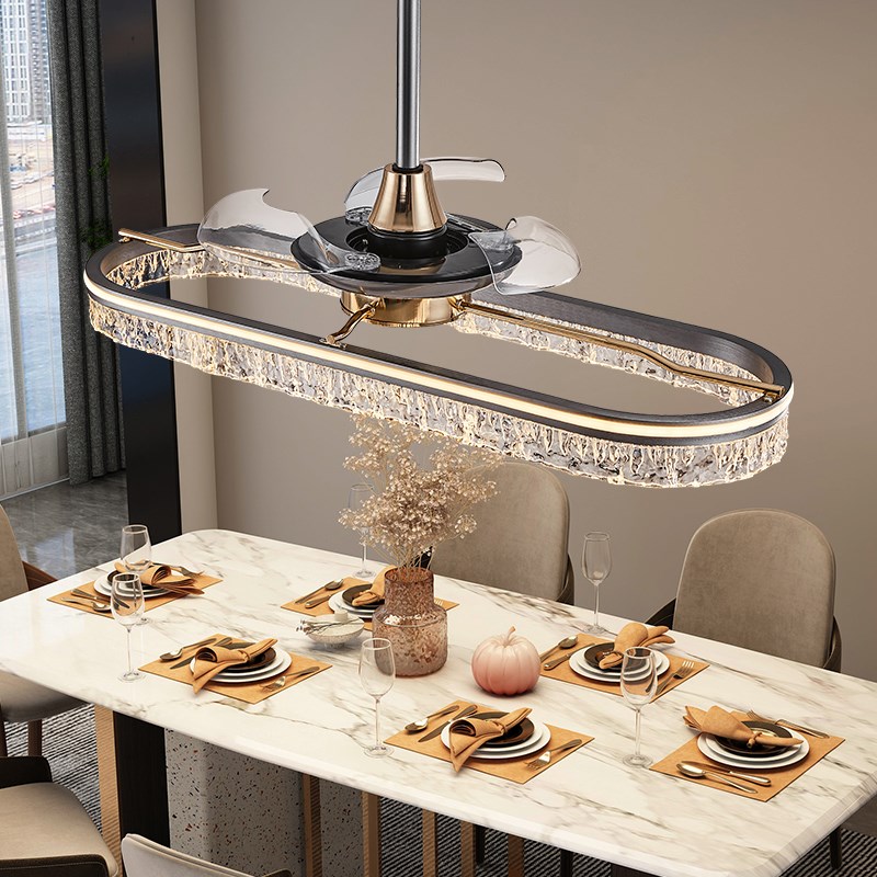 意式极简餐厅吊灯现代简约轻奢高级感新款餐桌岛台风扇灯大风力