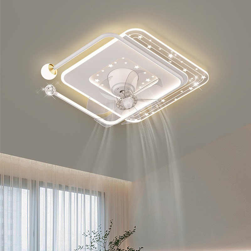 风扇灯2024新款客厅灯北欧简约现代可摇头吊扇灯餐厅卧室大厅灯具