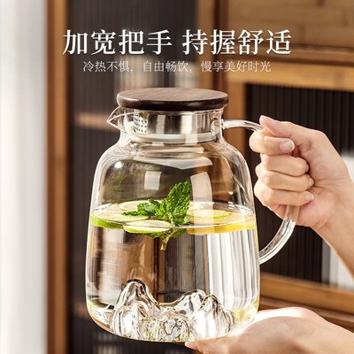 冷水壶玻璃耐高温家用大容量食品级高硼硅加厚储水泡茶果茶凉水杯