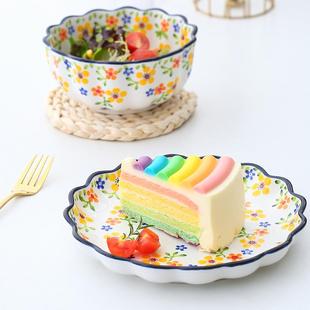 网红陶瓷盘子创意好看 釉下彩盘子家用2025新款 碗盘餐具套组组合