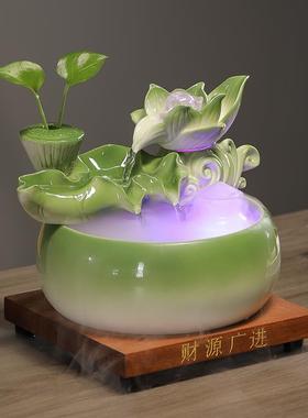 时来运转风水球招财流水摆件循环水喷泉客厅茶台桌面鱼缸装饰品