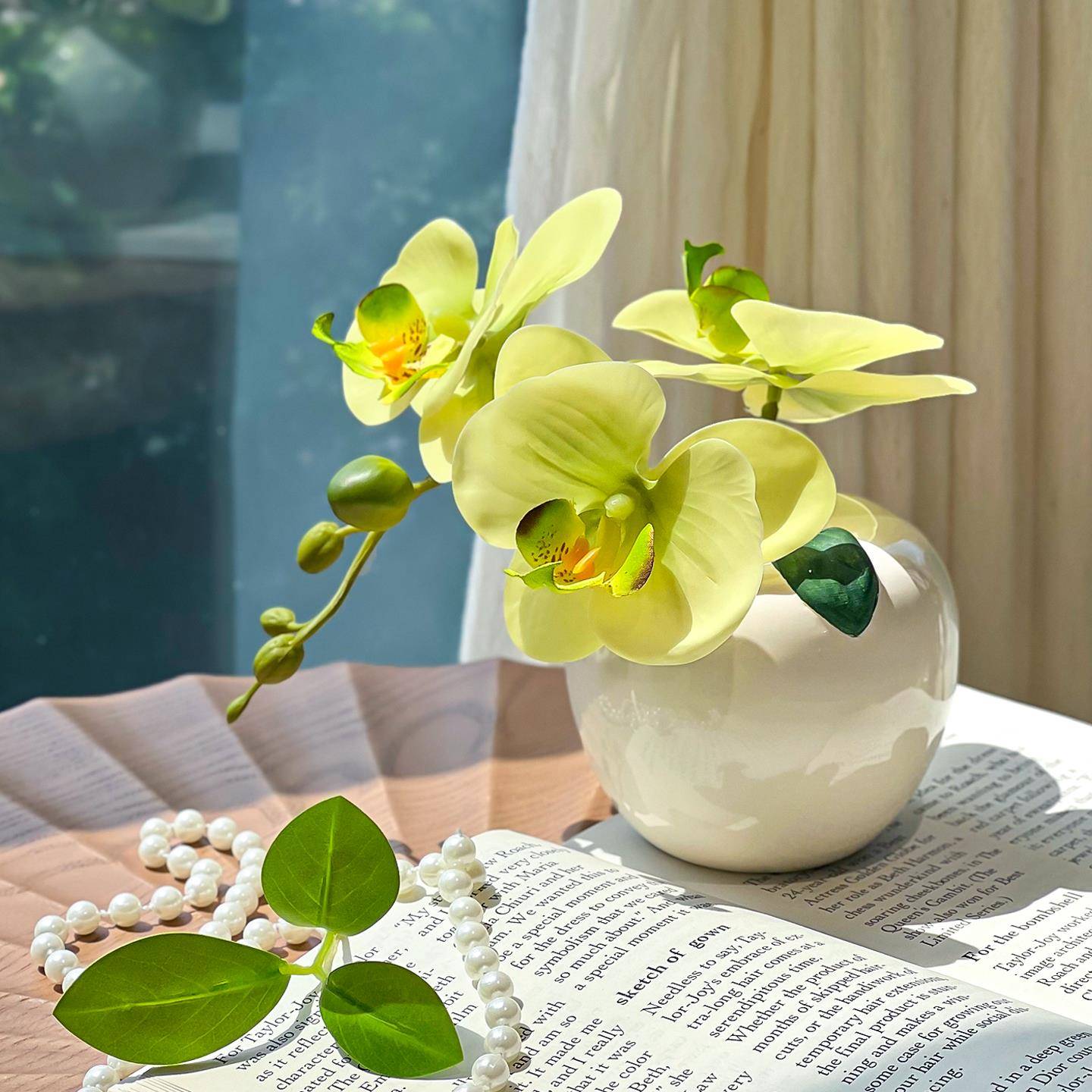 迷你小花精致蝴蝶兰仿生花假花仿真花摆设洗手台玄关装饰绢花摆件