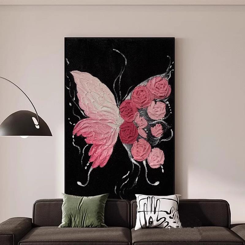 黑白蝴蝶高级感客厅装饰画沙发墙卧室床头简约挂画桌面摆件画壁画图片