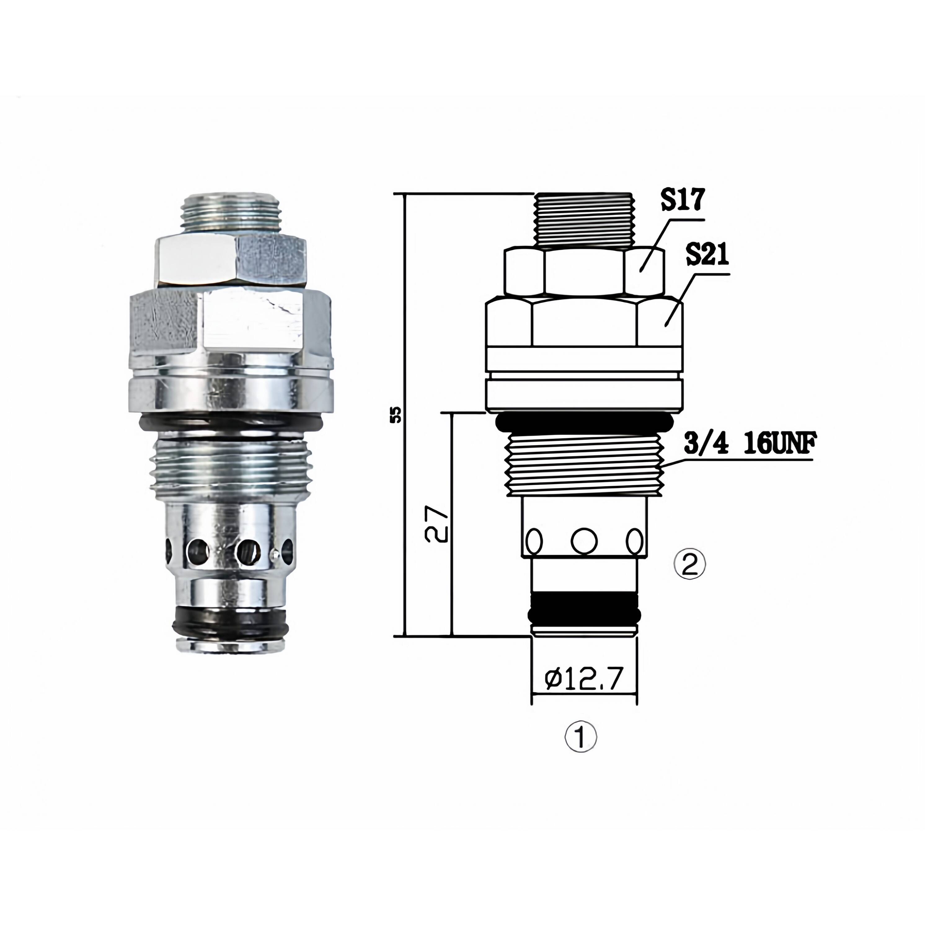 【源头工厂】液压螺纹插装直动式溢流阀-锥阀型HRV-08