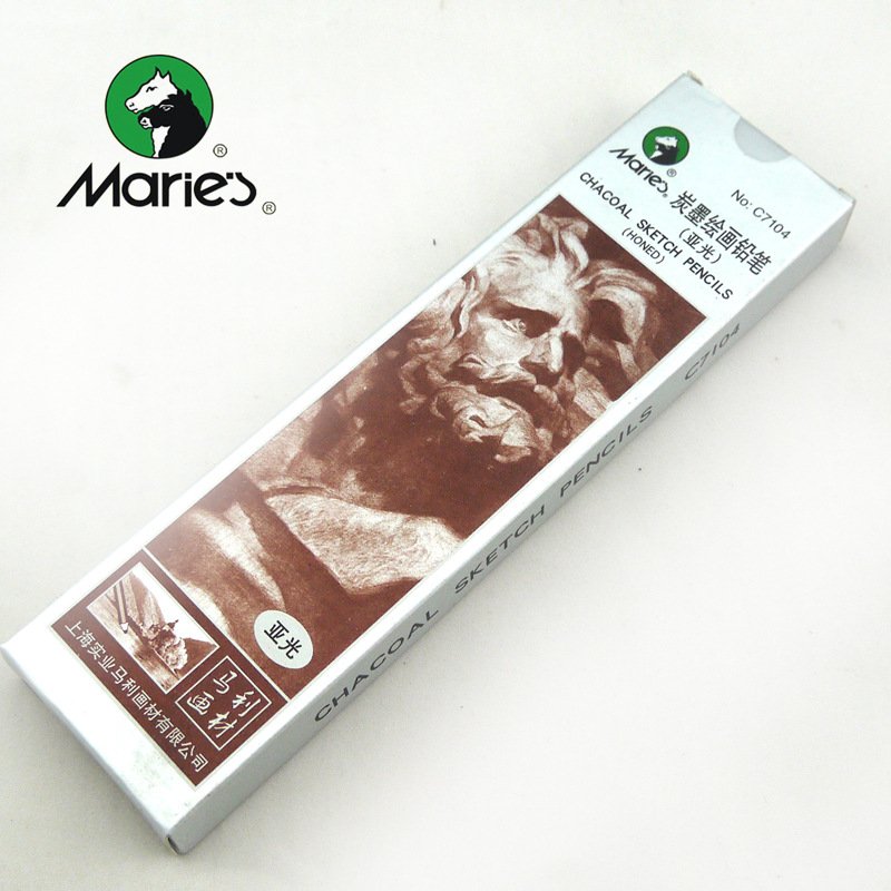 马利C7104亚光炭墨铅笔 马利14B亚光素描绘画铅笔 素描绘图炭笔