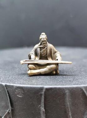 黄铜高山流水伯牙鼓琴古代古筝小人物鱼缸盆景假山微缩造景观摆件