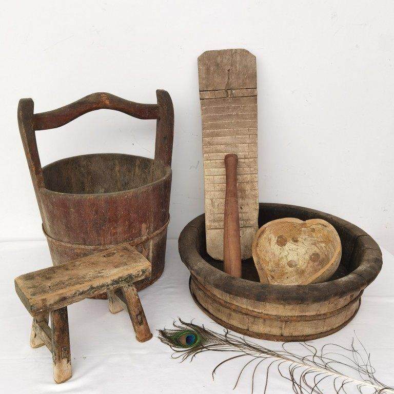 民俗怀旧老物件水桶木盆搓衣板棒槌小板凳水瓢覆古民宿装饰品摆件,家居饰品,装饰摆件,淘宝优惠券,粉丝福利购,淘宝优惠卷
