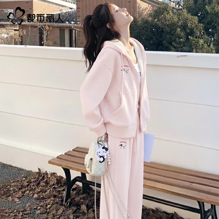 一整套X 加绒巨好看独特漂亮冬装 都市丽人粉色运动套装 女2025新款