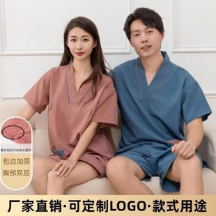 男足疗服洗浴按摩桑拿洗浴中心浴服家居服 汗蒸服女贡麻棉情侣大码