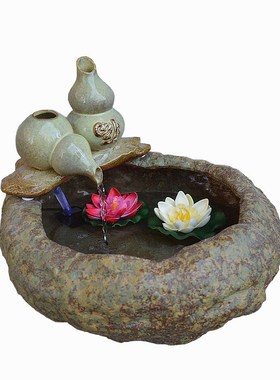 中式家居喷泉水景流水装饰摆件陶瓷工艺品客厅办公室桌面加湿摆设